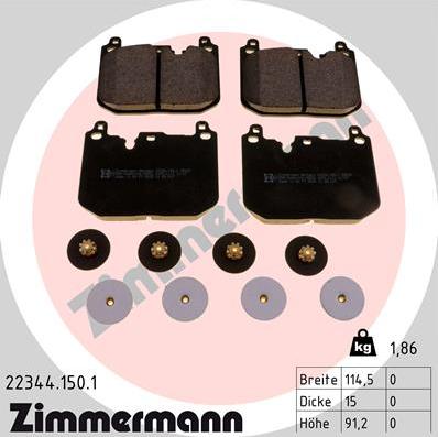 Zimmermann 22344.150.1 - Тормозные колодки, дисковые, комплект autosila-amz.com