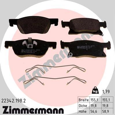 Zimmermann 22342.198.2 - Тормозные колодки, дисковые, комплект autosila-amz.com