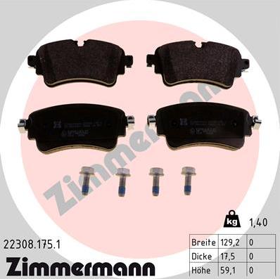 Zimmermann 22308.175.1 - Тормозные колодки, дисковые, комплект autosila-amz.com