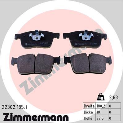 Zimmermann 22302.185.1 - Тормозные колодки, дисковые, комплект autosila-amz.com
