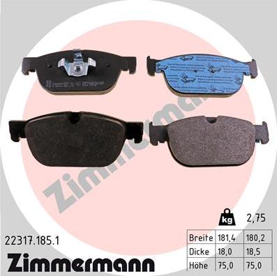 Zimmermann 22317.185.1 - Тормозные колодки, дисковые, комплект autosila-amz.com