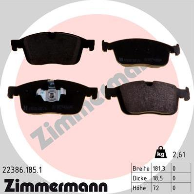 Zimmermann 22386.185.1 - Тормозные колодки, дисковые, комплект autosila-amz.com