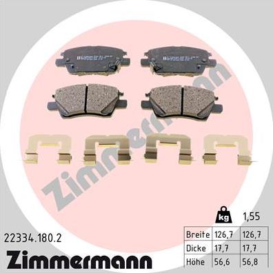 Zimmermann 22334.180.2 - Тормозные колодки, дисковые, комплект autosila-amz.com