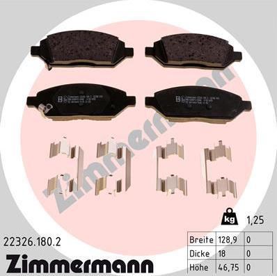 Zimmermann 22326.180.2 - Тормозные колодки, дисковые, комплект autosila-amz.com