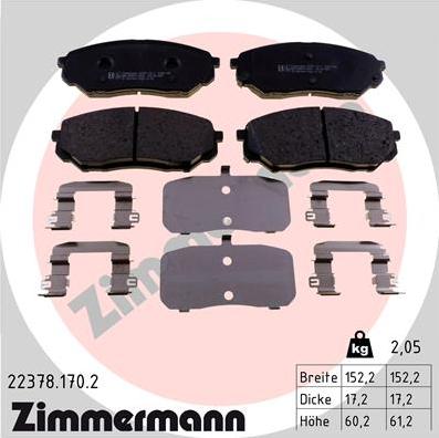 Zimmermann 22378.170.2 - Тормозные колодки, дисковые, комплект autosila-amz.com