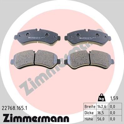 Zimmermann 22768.165.1 - колодки дисковые !перед. 143x56x17 \ Toyota Camry 2.5 18> autosila-amz.com