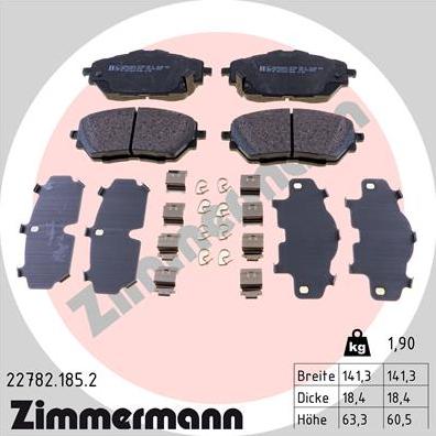 Zimmermann 22782.185.2 - Тормозные колодки, дисковые, комплект autosila-amz.com