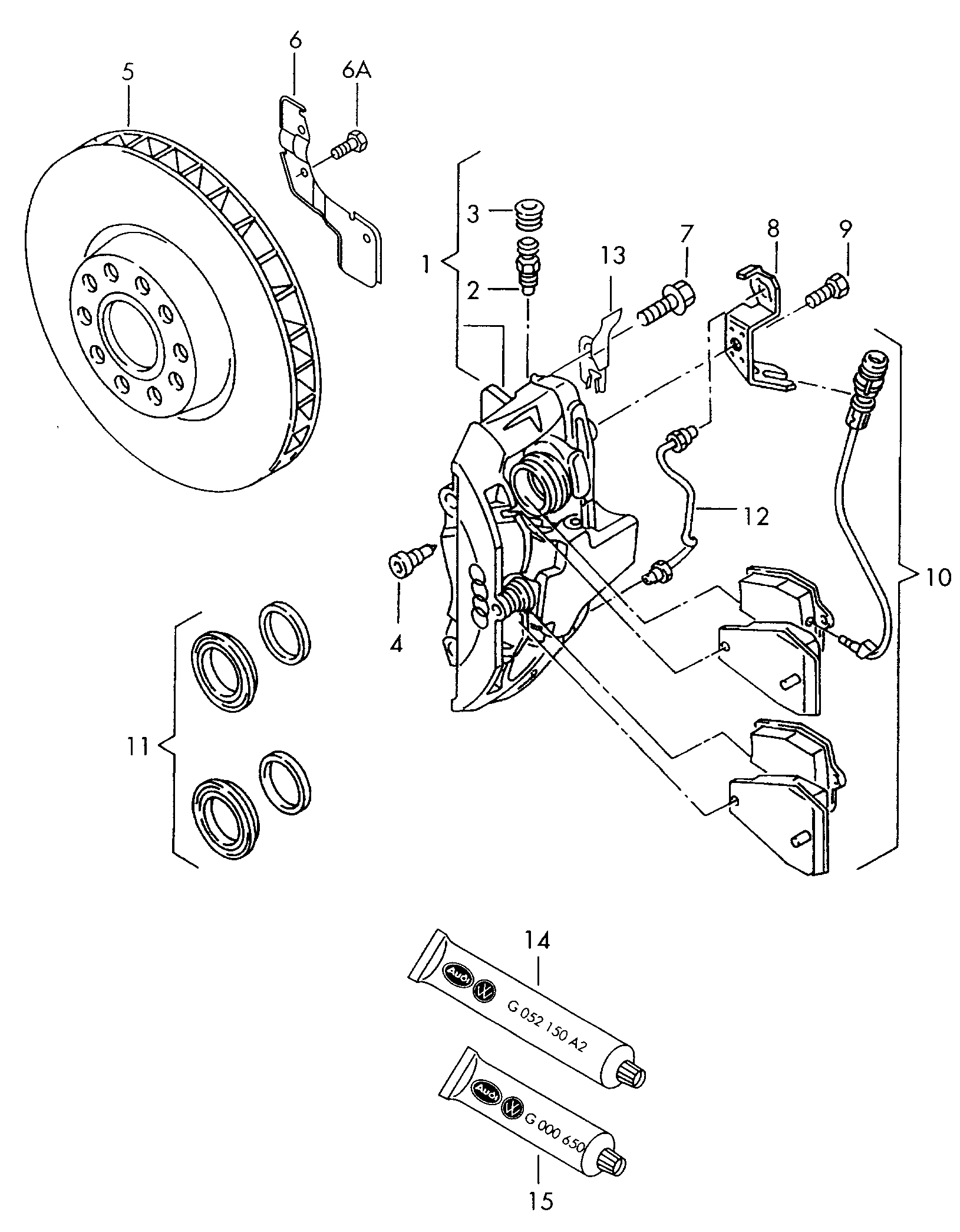 AUDI 4A0 698 151 B - Тормозные колодки, дисковые, комплект autosila-amz.com