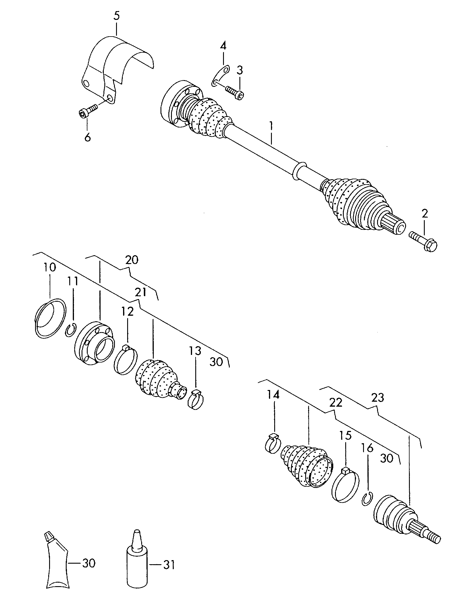 VAG 1K0498201F - Пыльник ШPУCа с монтажными деталями и пластичной смазкой autosila-amz.com