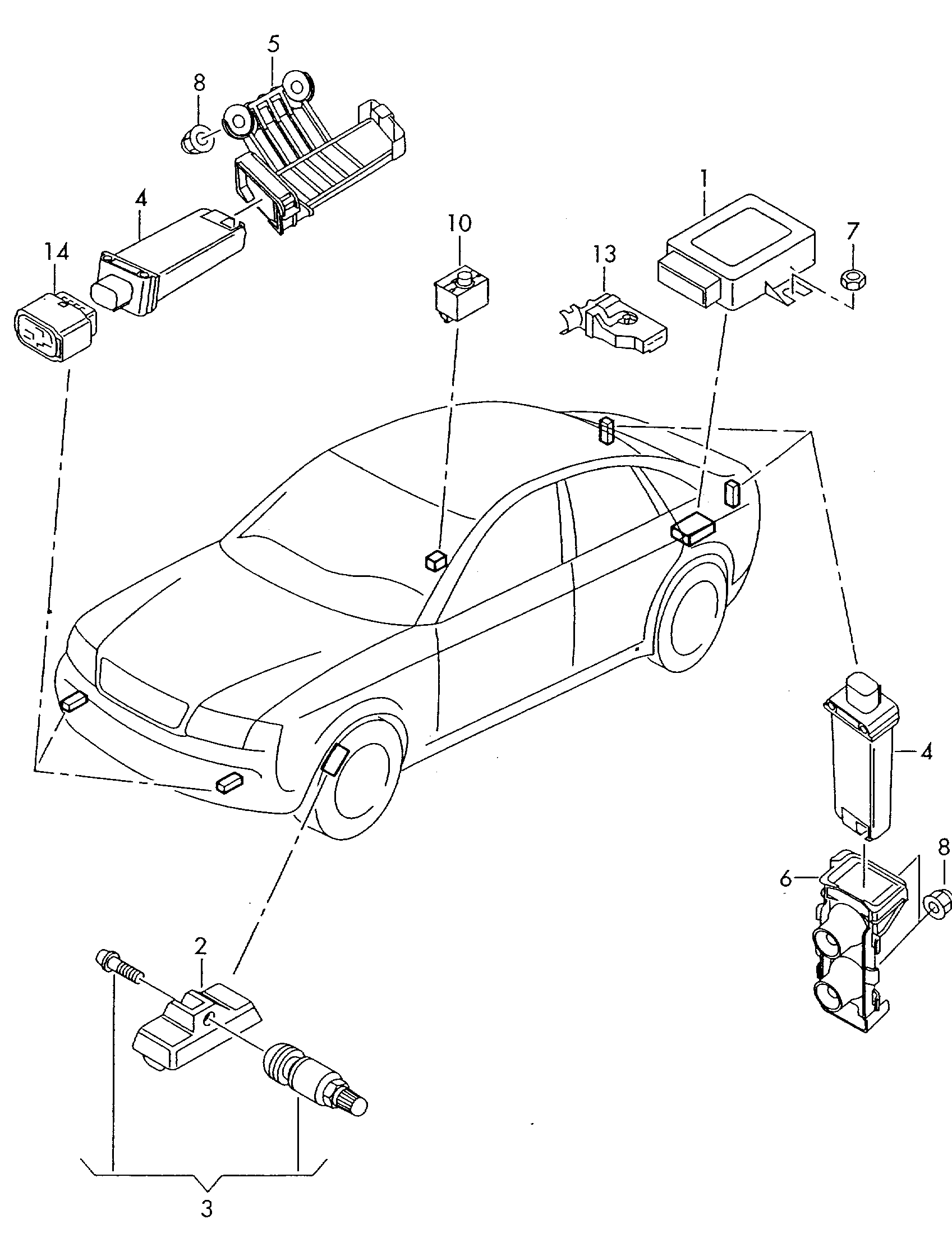 VAG 4D0 907 275 E - ДАТЧИК ДАВЛЕНИЯ ВОЗДУХА В ШИНЕ autosila-amz.com