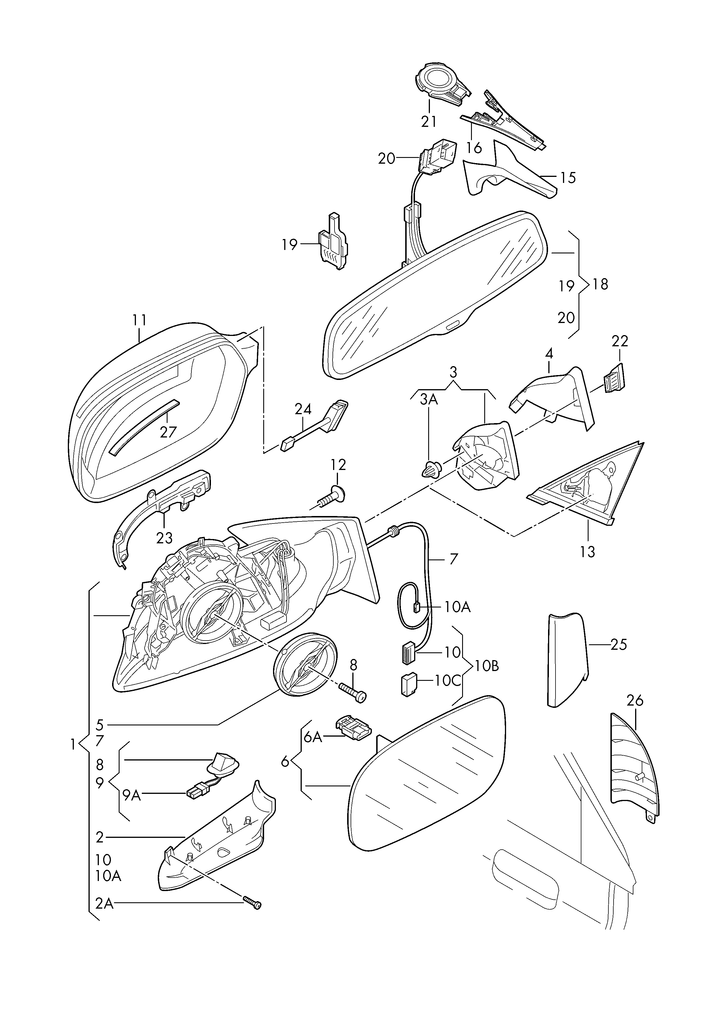 VAG 8R1 857 409 F - Наружное зеркало autosila-amz.com