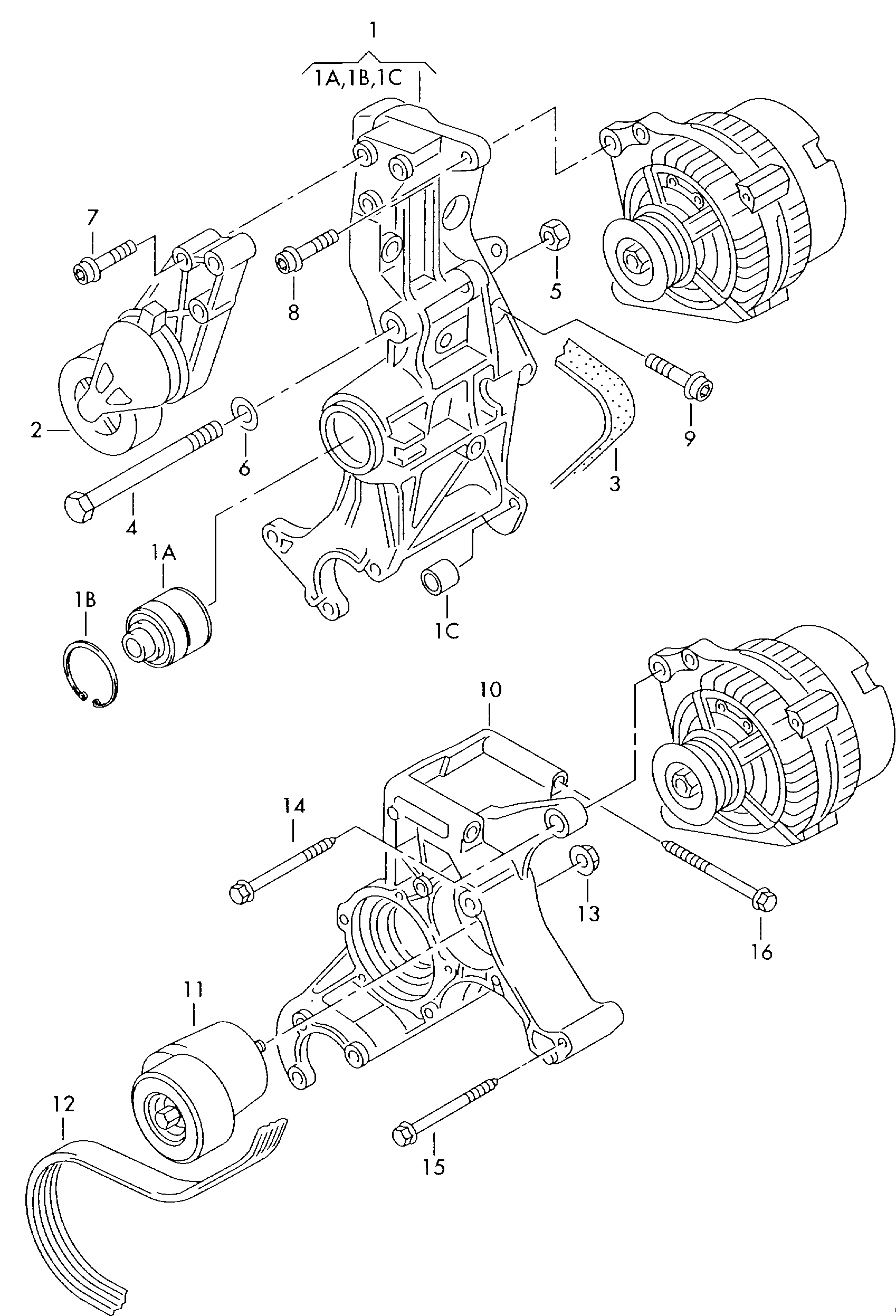 VAG 028 903 315M - натяжитель ремня! с роликом\ Audi A4/A6, VW Passat 1.9TDi 95> autosila-amz.com