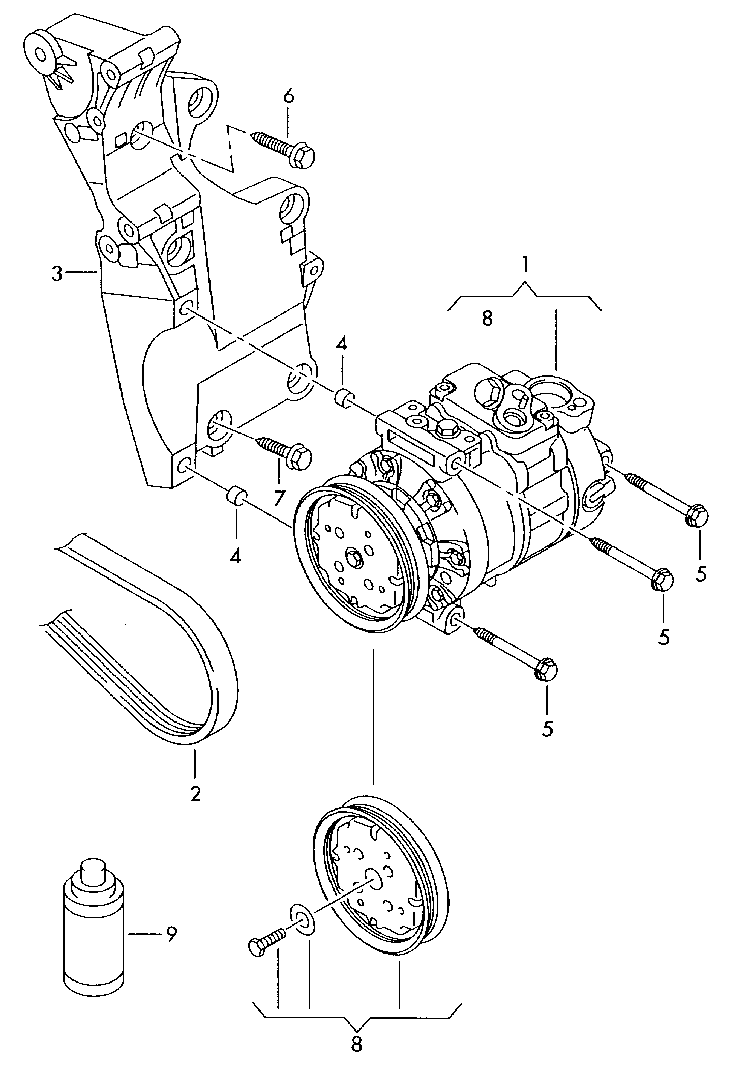 Skoda 1K0 820 803 J - Компрессор кондиционера autosila-amz.com