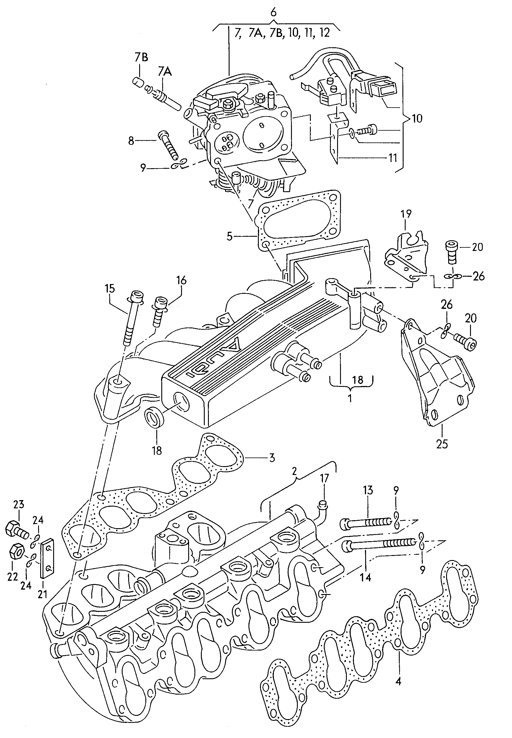 VAG 054 133 154 F - датчик положения дроссельной заслонки!\ Audi 80/100/200/A6, VW Passat 2.0/2.3 86-96 autosila-amz.com