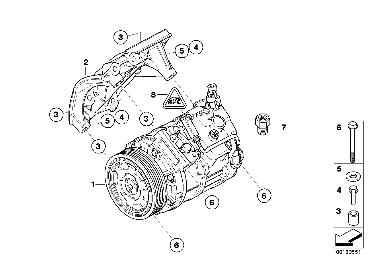 BMW 64 52 6 956 719 - RP компрессор кондиционера ! \BMW 1 E82, E88, 3 E90, LCI, E91, E92, E93, X1 E84, Z4 E89 autosila-amz.com