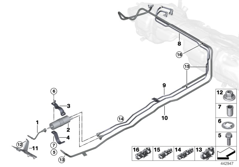 BMW 16 12 7 451 424 - Топливный фильтр ! \BMW 1 E82, E87 LCI, E88, F20, F52, 2 F22, F23, F45 Active Tourer, autosila-amz.com