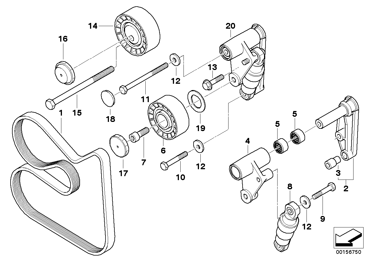 BMW 11 28 7 837 898 - Клиновой рифленый ремень !6PK1460 \BMW 3 E46, E90, LCI, E92, E93, Z3 E36, Z4 E85, E86 autosila-amz.com