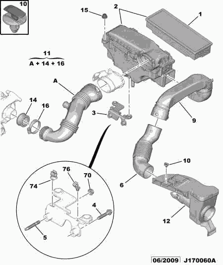 PEUGEOT 1420 R7 - Воздушный фильтр, двигатель autosila-amz.com