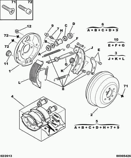 CITROËN 4241 K8 - Комплект тормозных колодок, барабанные autosila-amz.com