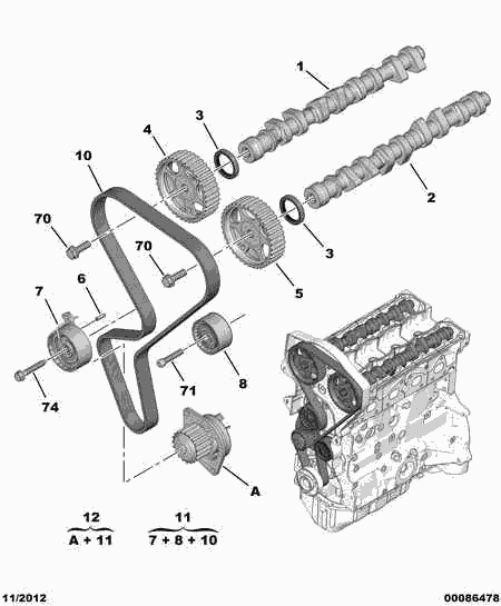 PEUGEOT 16 095 258 80 - Водяной насос + комплект зубчатого ремня ГРМ autosila-amz.com