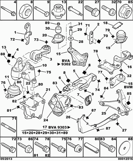 CITROËN 1816 20 - Подушка, опора, подвеска двигателя autosila-amz.com