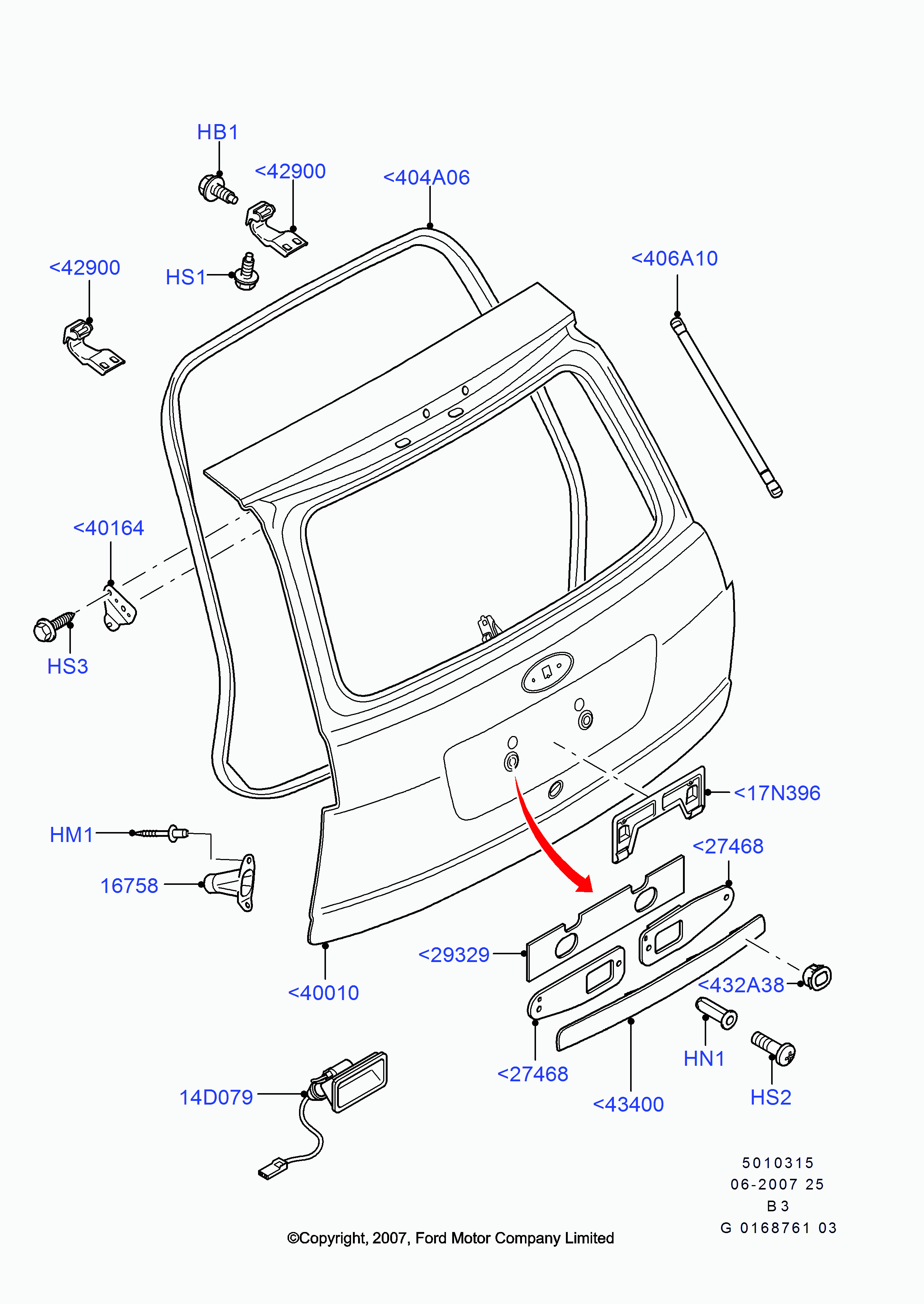 FORD 1 683 725 - Газовая пружина, упор autosila-amz.com