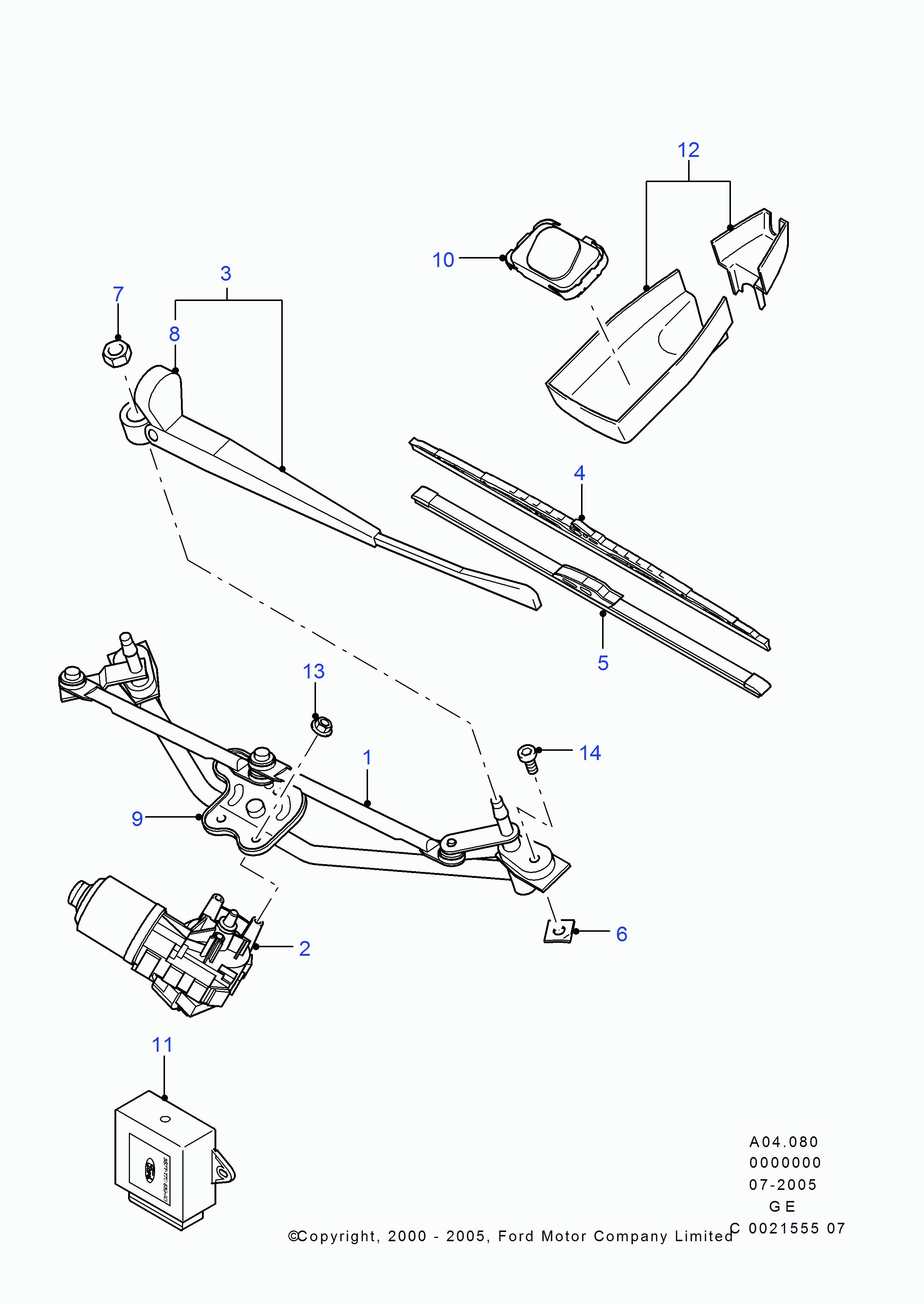 FORD 1 545 441 - 1545441 ЩЕТКИ СТЕКЛООЧИСТИТЕЛЯ К-Т MONDEO3 (БЕЗКАРКАСНЫЕ 5 xFORD autosila-amz.com