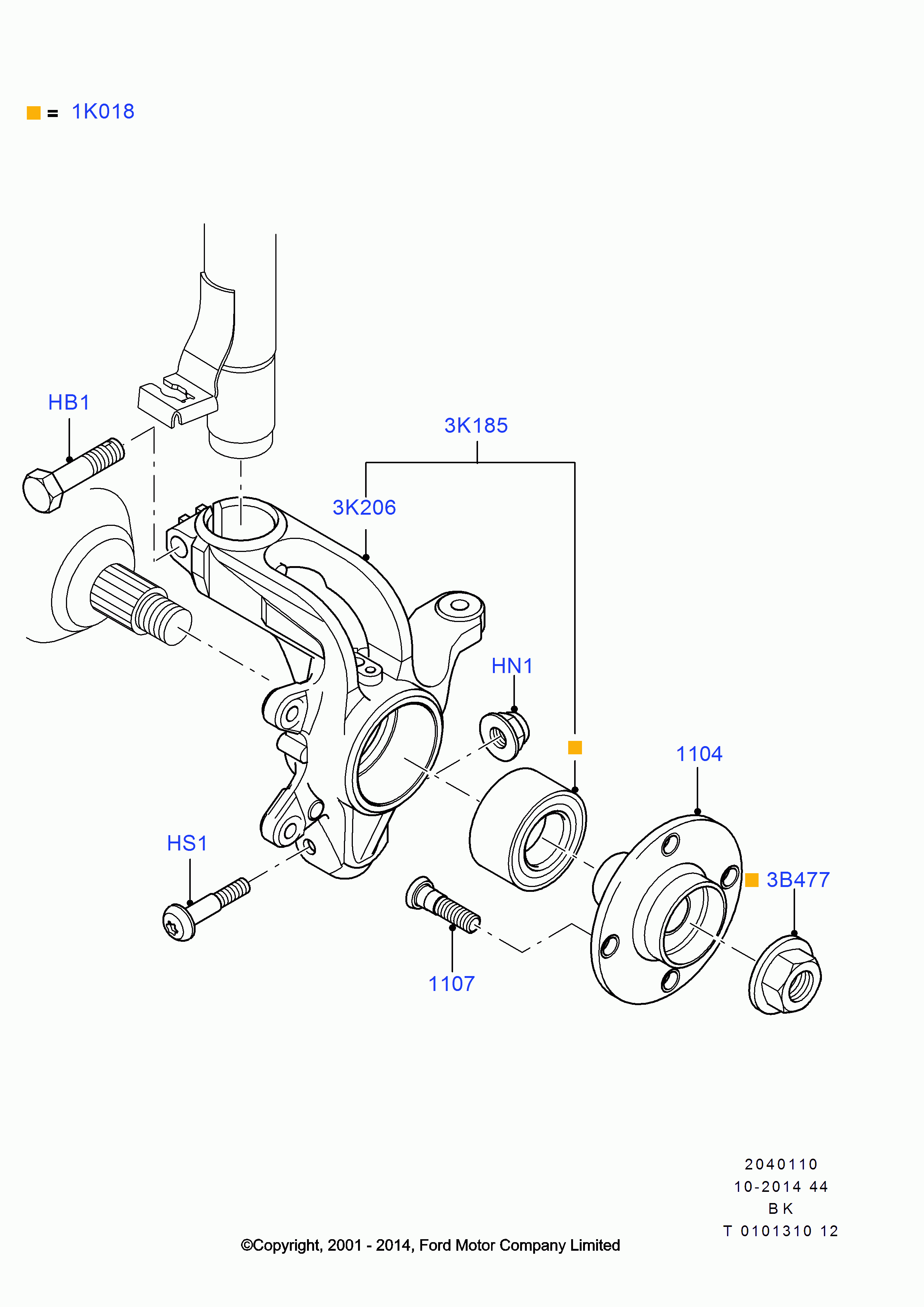 FORD 1473935 - Болт (М10х51) поворотного кулака для крепления шаровой опоры / F autosila-amz.com