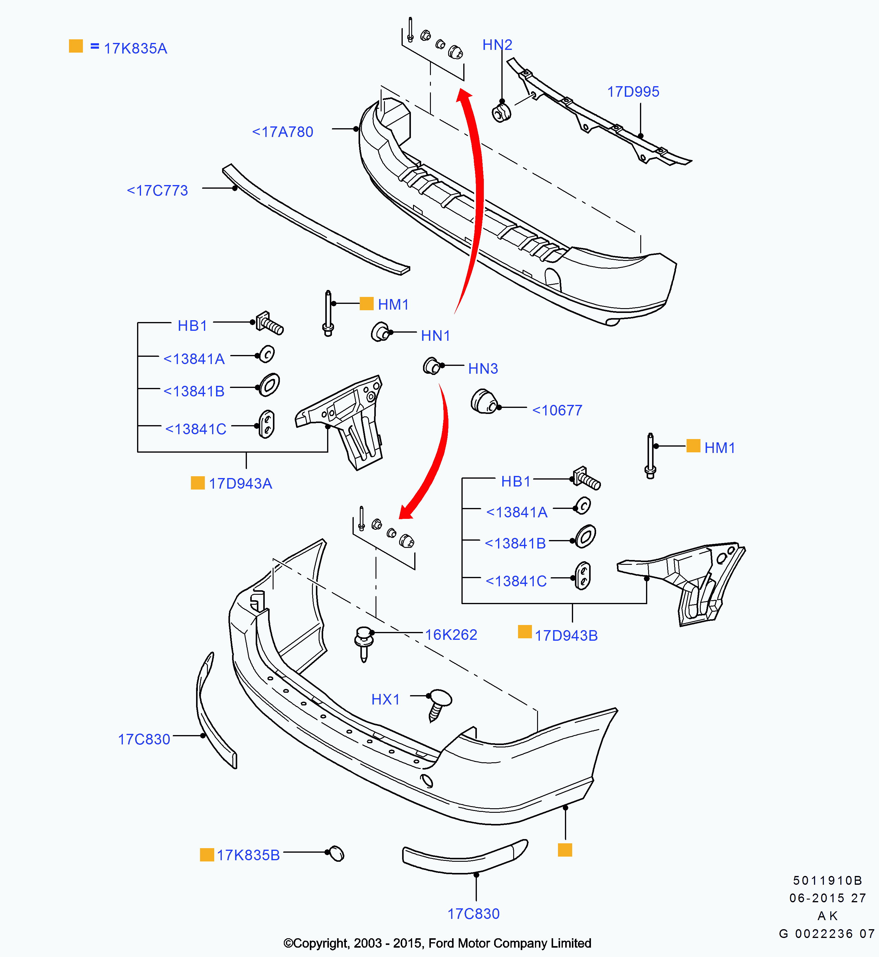 FORD 1 134 012 - 1134012 ЗАГЛУШКА ЗАДНЕГО БАМПЕРА/PLUG FORD autosila-amz.com