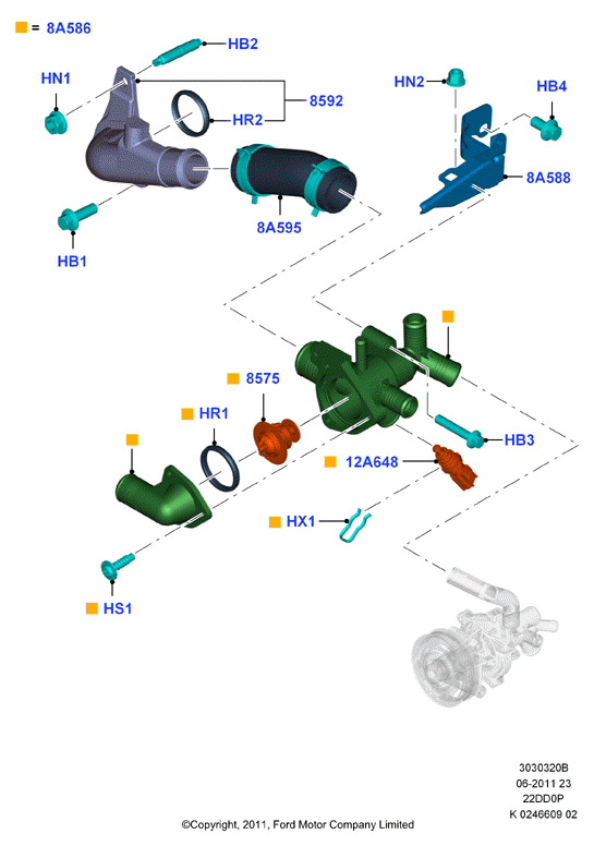 FORD 1733253 - КОРПУС ТЕРМОСТАТА autosila-amz.com