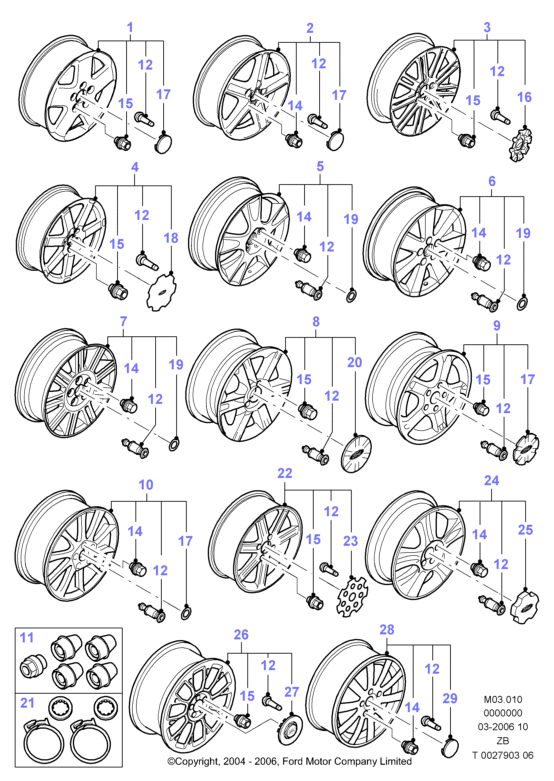 FORD 2 100 371 - Эмблема, декоративный колесный колпак autosila-amz.com