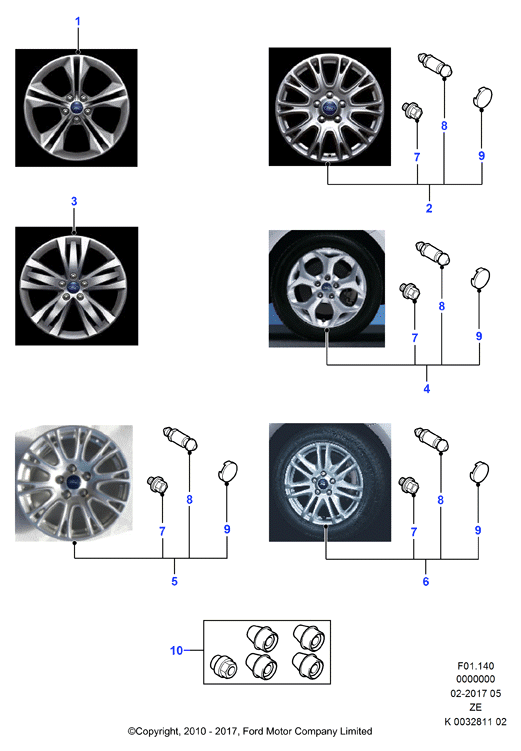 FORD 1726694 - Гайки секретные для литых дисков, Focus III/Grand C-Max/Fiesta 08- autosila-amz.com