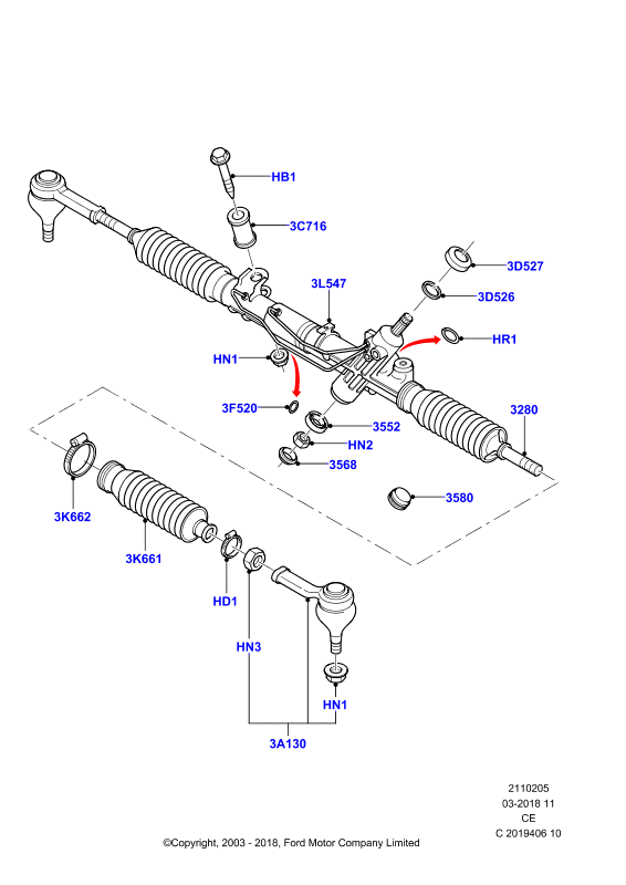 FORD 1012814 - пыльник рулев. рейки лев.и п. с г/у Ford autosila-amz.com