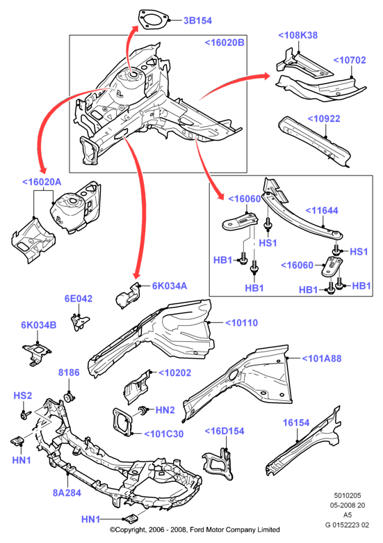 FORD USA 1 675 180 - Супорт радиатора, передняя планка autosila-amz.com