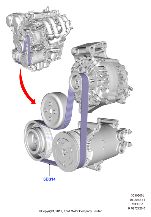 FORD 1809956 - Ремень привода навесных агрегатов (а/м с кондиционером, с предпусковым подогревателем), Zetec-S / Du autosila-amz.com
