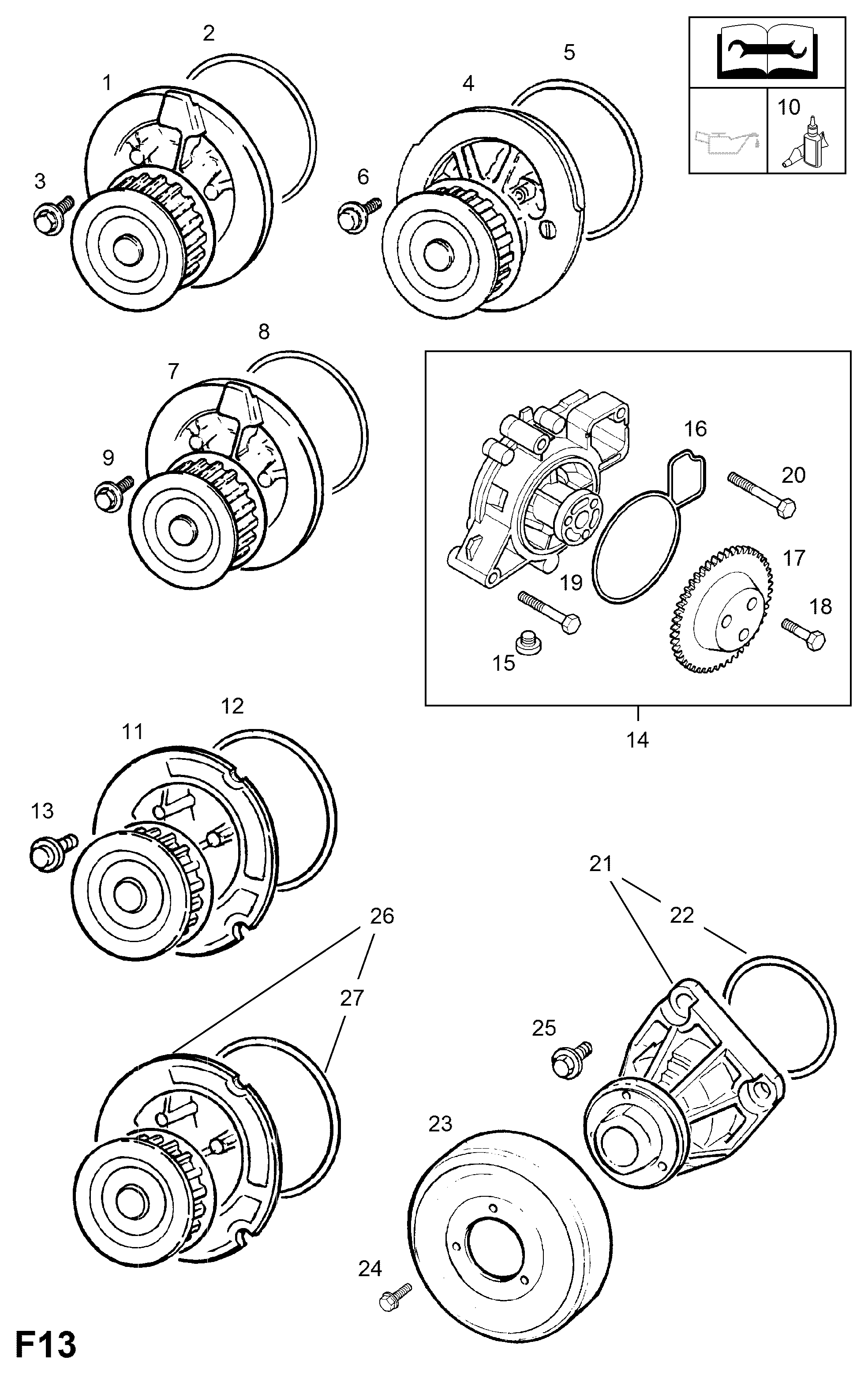 Opel 13 34 072 - Водяной насос autosila-amz.com