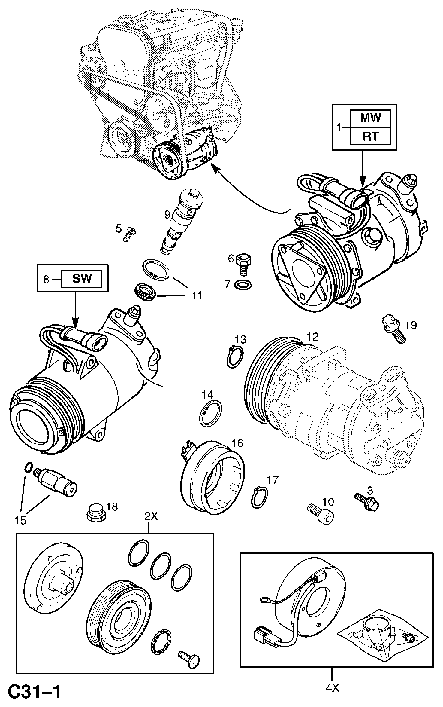 Volvo 6854010 - COMPRESSOR, ASSY., AIR CONDITIONING (IDENT SW) (EXCHANGE PART 93 autosila-amz.com