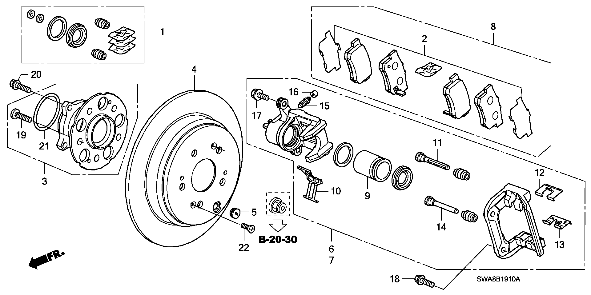 ACURA 43022-S9A-010 - Тормозные колодки, дисковые, комплект autosila-amz.com