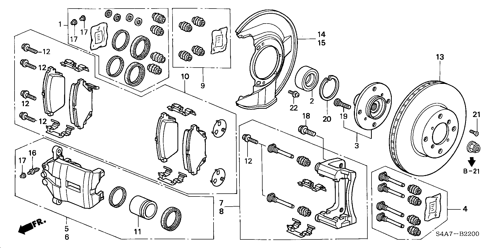 Honda 45012-S1A-E61 - Тормозной суппорт autosila-amz.com