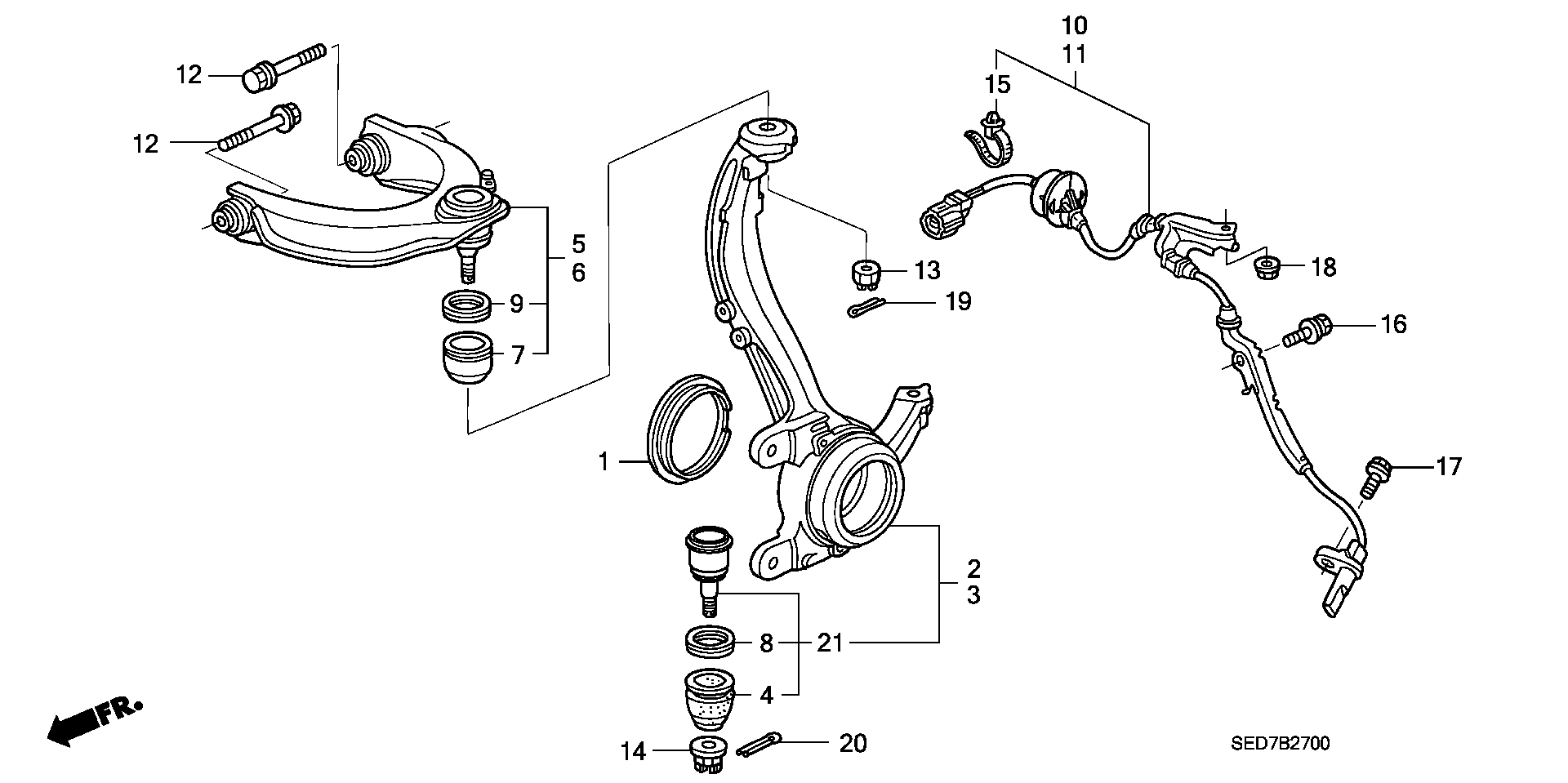 Honda 51215-SDA-A01 - Поворотный кулак, подвеска колеса autosila-amz.com