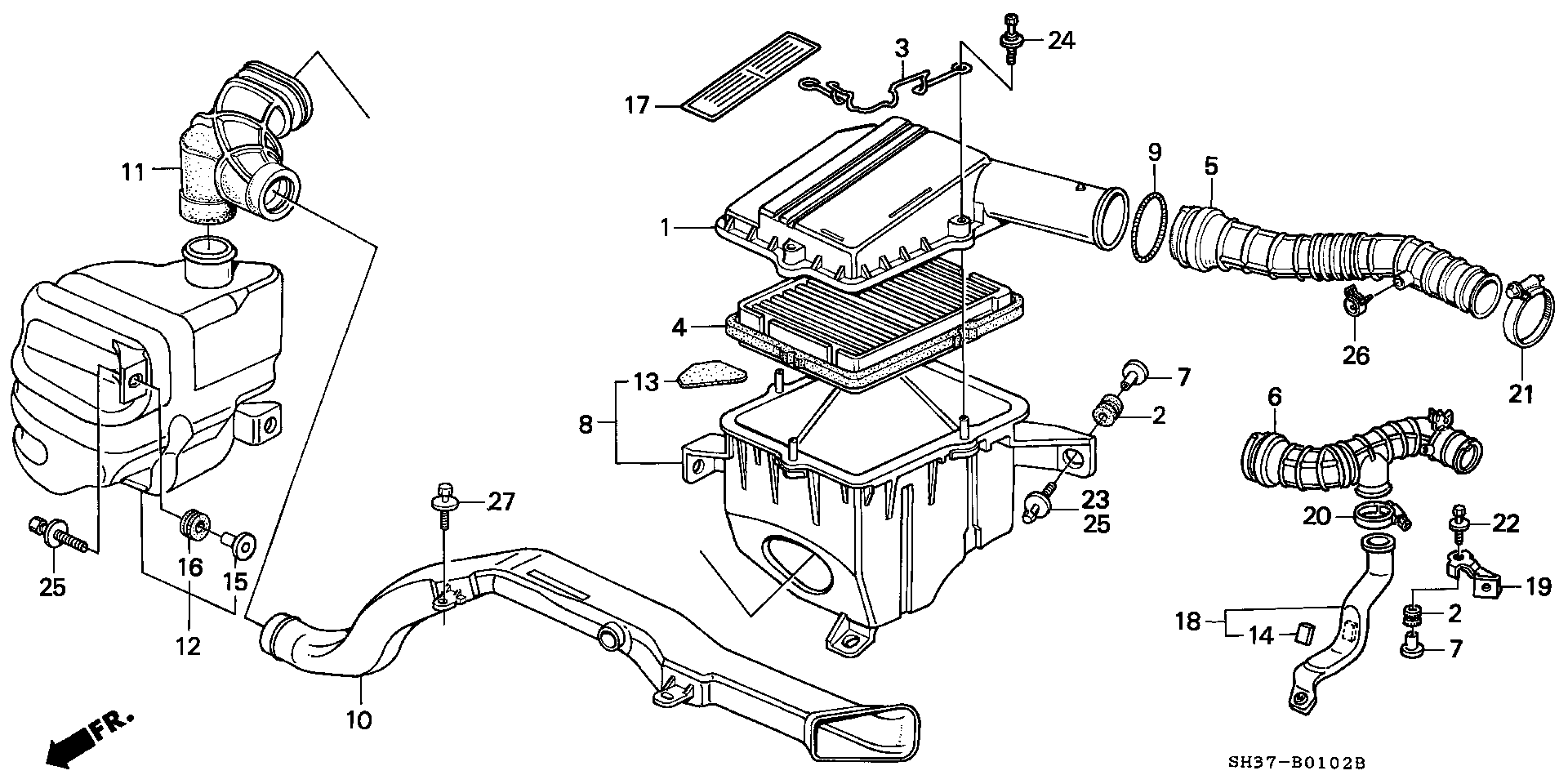 Honda 17220-PM7-000 - Воздушный фильтр, двигатель autosila-amz.com