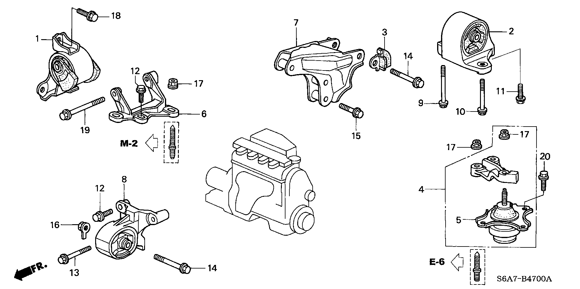 Honda 50821-S5A-A07 - Подушка, опора, подвеска двигателя autosila-amz.com