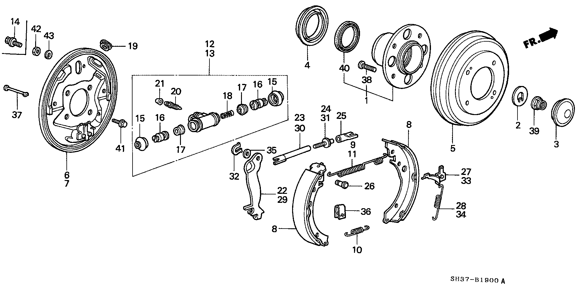 Honda 43300-SB2-003 - цилиндр тормозной раб. Hond autosila-amz.com