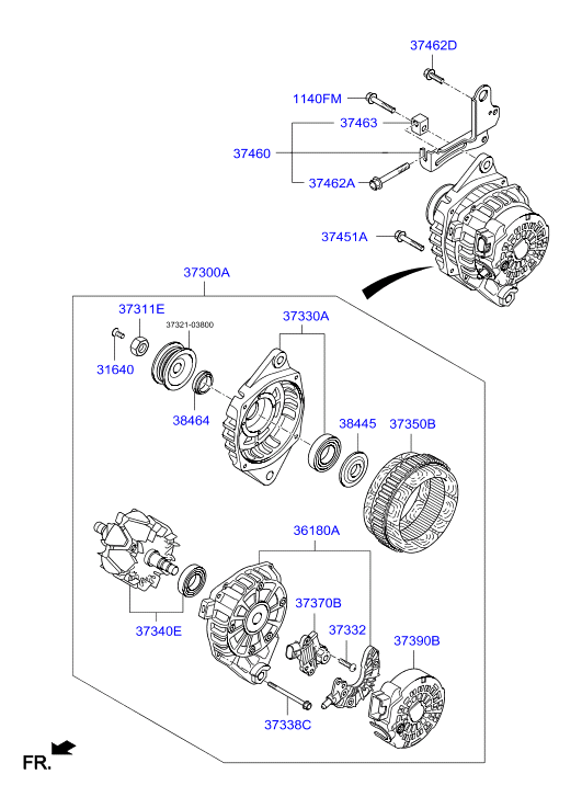 KIA 3730003800 - Генератор autosila-amz.com