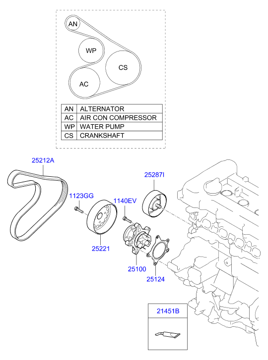 KIA 25100-2B000 - Водяной насос autosila-amz.com