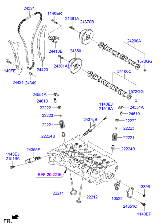 Hyundai 24321-2E000 - Цепь привода ГРМ Hyundai 24321-2E000 Elantra 2011-2016 i40 2011 ix35 autosila-amz.com