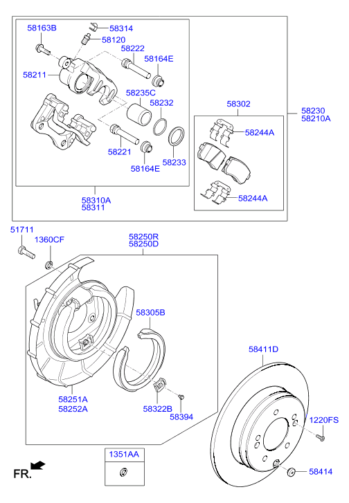 KIA 58310-3SA20 - Суппоpт тоpмозной в сбоpе autosila-amz.com