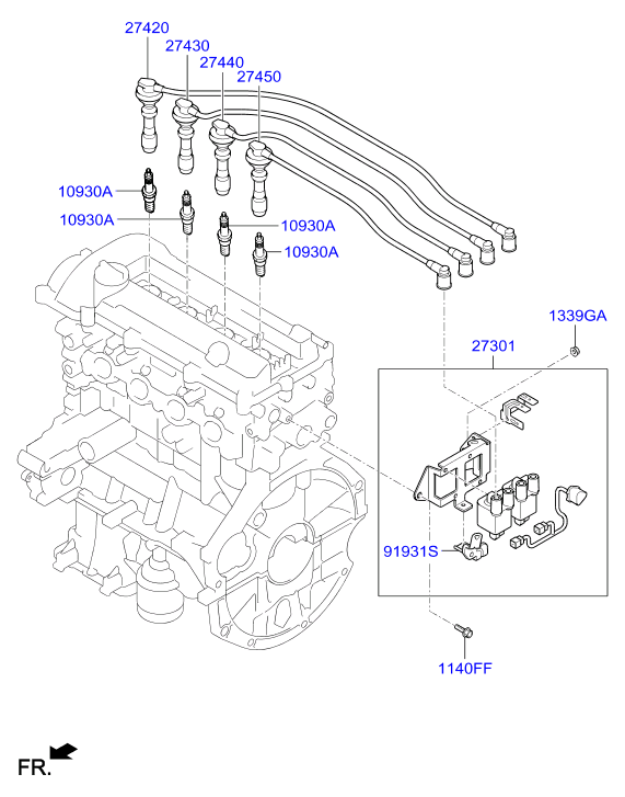 Hyundai 27440-03000 - Комплект проводов зажигания autosila-amz.com