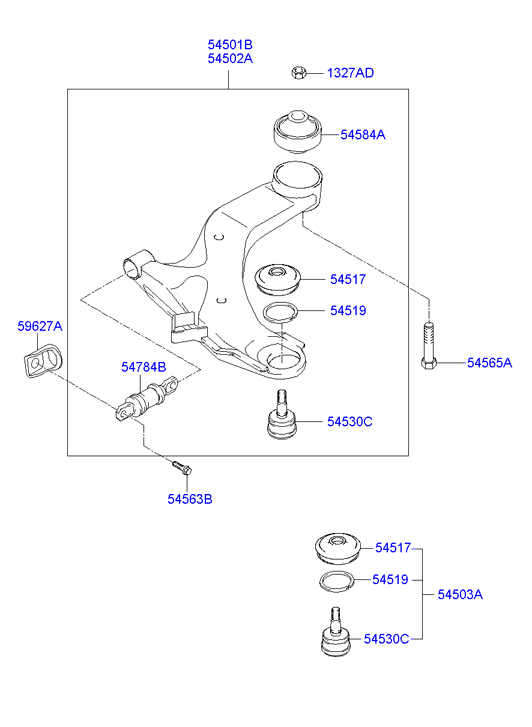 Hyundai 54501-2D002 - Рычаг передний autosila-amz.com