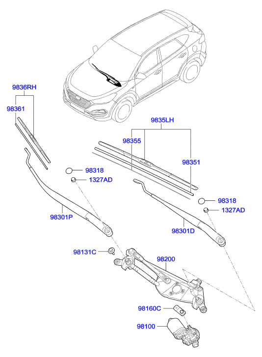 Hyundai 98361-1R100 - резинка стеклоочистителя 400 мм!\ Hyundai, KIA autosila-amz.com